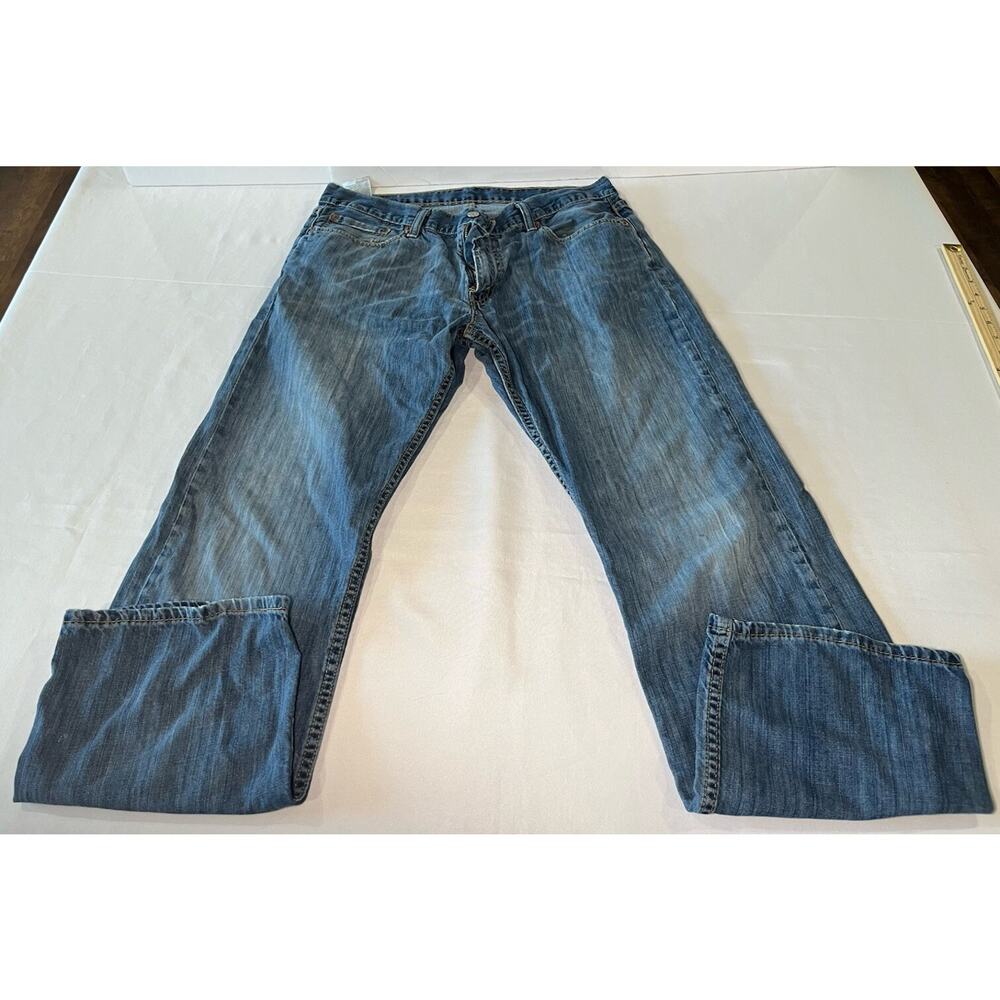 Levis Men Jeans 36x32 Blue 514 Regular Fit Straight Leg Dark Wash Cotton Denim